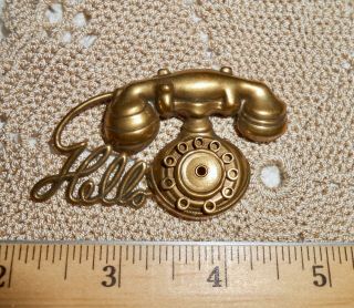 Vintage HELLO Rotary Phone Telephone Articulated Brooch Pin Jan Michaels? A288 2
