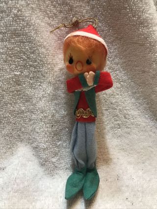 Vintage Flocked/felt Pixie Christmas Ornament Japan (s101)