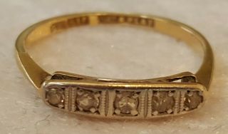 18 Carat Gold Platinum & Diamond Vintage Art Deco Antique Ring - Size L
