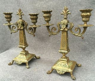 Antique French Napoleon Iii Chandeliers Candlesticks Bronze 19th Century