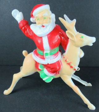 Vintage Rosen Rosbro Plastic Christmas Santa Claus & Reindeer Candy Container