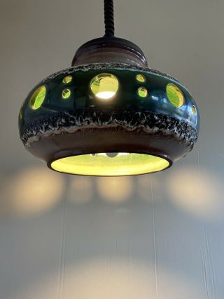 Mid Century Danish Modern Herda Ceramic Retractable Swag Lamp,  Ceiling Light 2