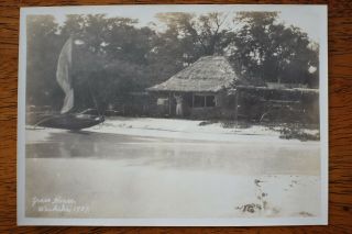 Vintage Hawaii Outrigger Canoe Club Shack 5x7 Photograph 1907 Surfing Surfboard