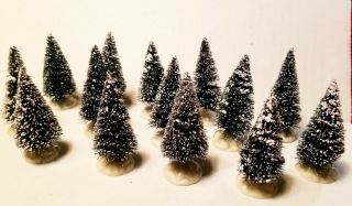 15 Vintage Miniature Bottle Brush Christmas Trees 2 1/2 " Tall Each Old Stock