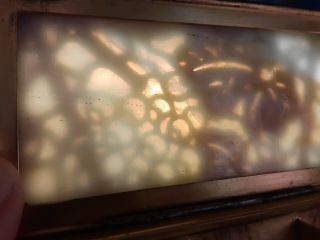 Antique Signed Tiffany Studios 801 Grapevine Box Bronze 3 compatment Slag glass 3