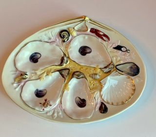 Antique Union Porcelain Oyster Plate White Yellow 19th Century