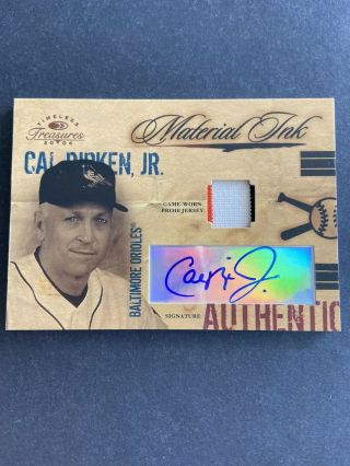 Cal Ripken Jr 2004 Timeless Treasures Material Ink Jersey Prime Patch Auto 1/8