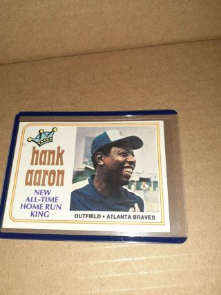 1974 Topps Hank Aaron Home Run King 1 Atlanta Braves Hall Of Fame Vintage