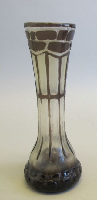 Fine & Unique French Art Deco 7.  5 " Acid Cut Glass Vase C.  1910
