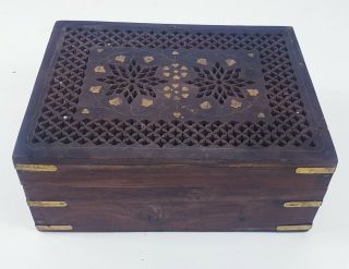 Vintage Indian Hand Carved Wooden Box Decorative Ornamental Display