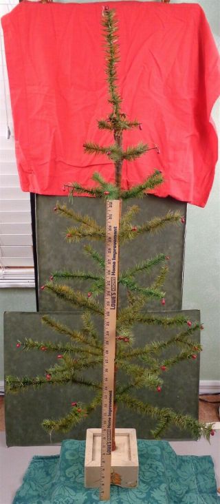 Goose Feather 47 " Antique Christmas Tree,  Green Color,  W/ Wooden Base