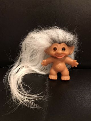 Vintage 1960’s Dam Troll - With White With Black Flash 8’’ Hair