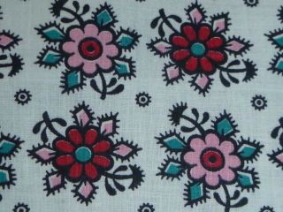 Vtg Pink Red Turquoise Floral Cotton Fabric Lightweight 36 " W X 56 " L