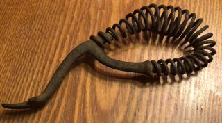 Vintage Cast Iron Wood/coal Stove Cover Lifter With Coil Handle 8”