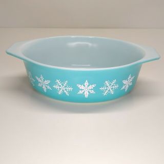 Vintage Pyrex Snowflake Turquoise Blue Casserole Dish 043 1 1/2 Quart No Lid EUC 2