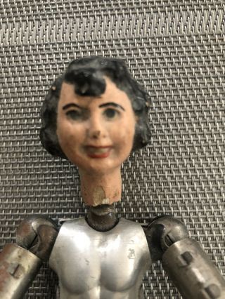 Antique Saba Bucherer Swiss Made Articulated Figurine Statue Doll Metal Wooden 2