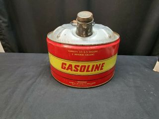 Vintage Metal 2.  5 Gallon Gasoline Can Huffman Man Co Edward Can Co.