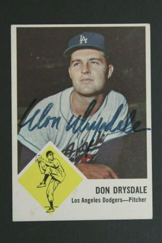Don Drysdale (d.  1993) La Dodgers Signed 1963 Fleer 41 Autographed Vintage Card