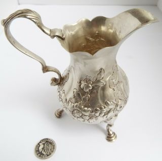 Fine Early English Antique 18th Century Georgian 1761 Sterling Silver Cream Jug