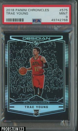 2018 - 19 Panini Chronicles Obsidian Trae Young Hawks Rc Rookie Psa 9