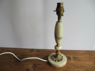 Vintage Alabaster Green Marble and Brass Lamp 2