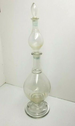26.  5 " Antique 4 Section Apothecary Glass Show Globe Jar W/ Orig Ground Stopper