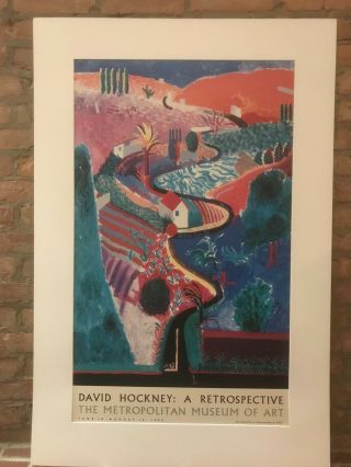 Vintage 1988 David Hockney Metropolitan Museum Exhibition Poster Nichols Canyon