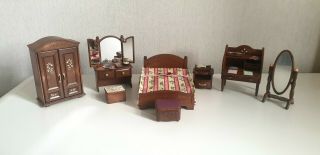 Sylvanian Families Dolls House Bedroom Furniture Bundle Vintage 1987 Epoch
