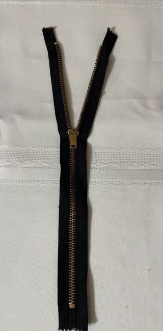 Vintage Talon Zipper 12” Brass Black Usa Made Sewing Craft Old Heavy Duty