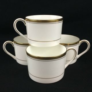 Set Of 4 Vtg Tea Coffee Cups By Coalport Connoisseur White And Gold England