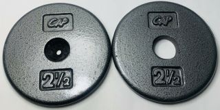 (2) 2 1/2 Lb Pound Weight Plates Fits Standard 1 " Barbell Rare Vintage 5lbs