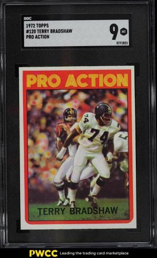 1972 Topps Football Terry Bradshaw In Action 120 Sgc 9