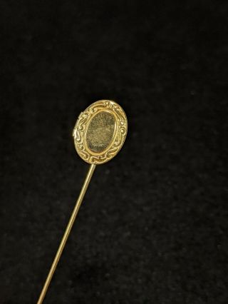 Vintage Gold Tone Oval Locket Stick Pin 10687