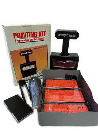 Vintage Printing Kit Personalized And Self Inking Stamper Stamp O Matic Stamper