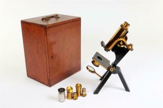 Vintage C1890 " R & J Beck Ltd.   22295 " Brass Microscope With Case 1375