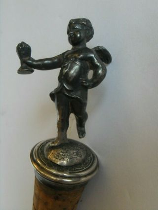 Vintage Silver Plated Metal Cherub Angel Bottle Stopper With Cork