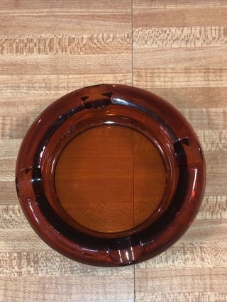 Vintage Amber Glass Cigar Ashtray 6 Inches 3