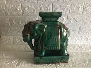 Vintage Ceramic Elephant Figurine Small Plant Stand Asian Decor
