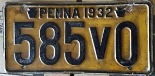 Vintage 1932 Pennsylvania Penna License Plate Automobile Vehicle Tag