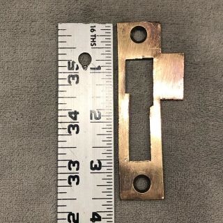 (1) Vintage 3 - 1/2” Solid Brass Door Mortise Lock Strike Plate Keeper Hardware