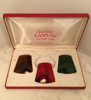 Vintage Lanvin Bijoux Lucite Interchangeable 3pendants Only Red Green Necklace