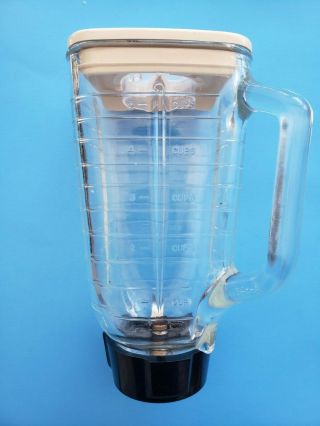 Vintage Oster Regency Kitchen Center Blender Jar Glass Pitcher w/ Lid & Blade 2