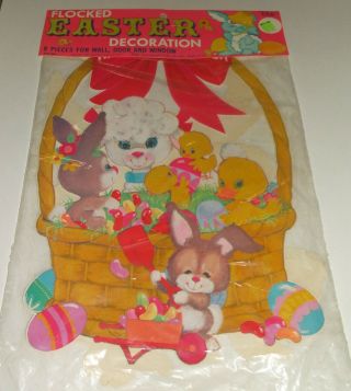 Rare Vintage Nos Peck Easter Die Cut Flocked Decorations - Jumbo 18 " Plus More