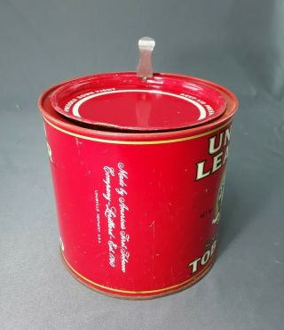 vintage Union Leader smoking tobacco tin 14 oz empty 5 x 5 inch 3