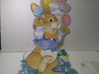 Vintage Eureka Die Cut Cardboard Jointed Juggling Bunny Easter Decoration Eas164