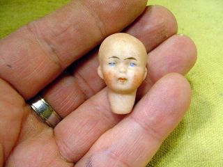 excavated small vintage painted bisque swivel doll head age 1890 German A 15393 2