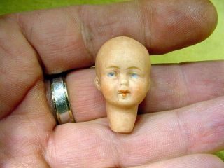 excavated small vintage painted bisque swivel doll head age 1890 German A 15371 3