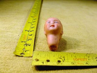 excavated small vintage painted bisque swivel doll head age 1890 German A 15384 2