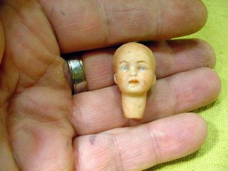 excavated small vintage painted bisque swivel doll head age 1890 German A 15384 3