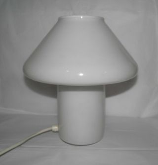Mcm White Opaque Hand Blown Cased Art Glass Mushroom Lamp Conran 